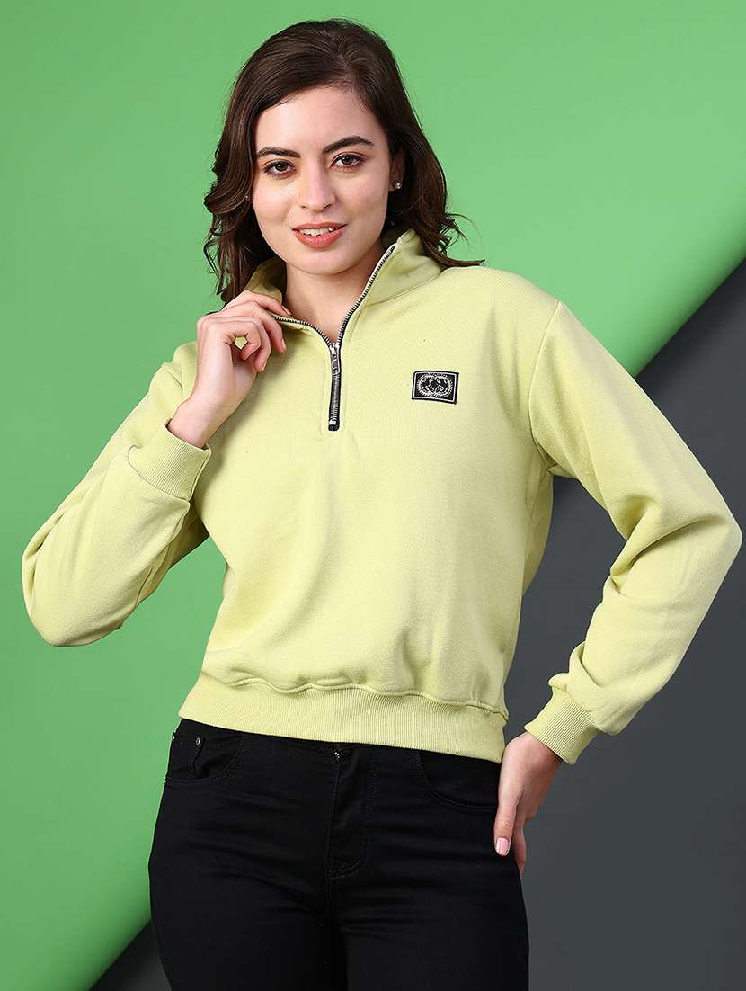 women solid long sleeve sweatshirt - 22085761 -  Standard Image - 1