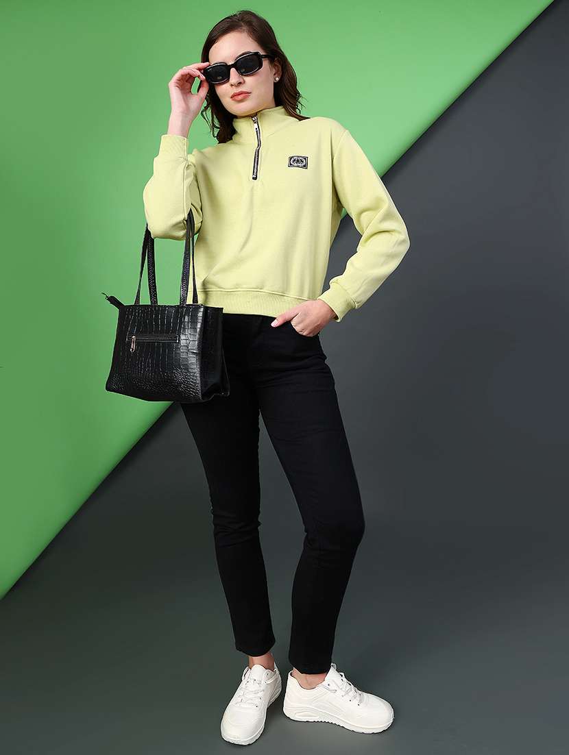 women solid long sleeve sweatshirt - 22085761 -  Standard Image - 4