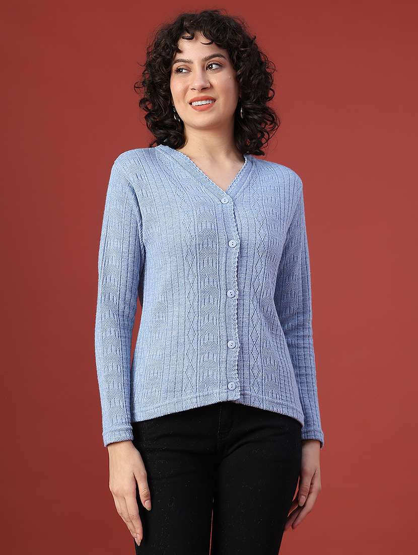 women self design long sleeve cardigan - 22085786 -  Standard Image - 1