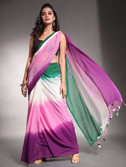 women tie & dye printed saree with blouse - 22085854 - Standard Image - 0