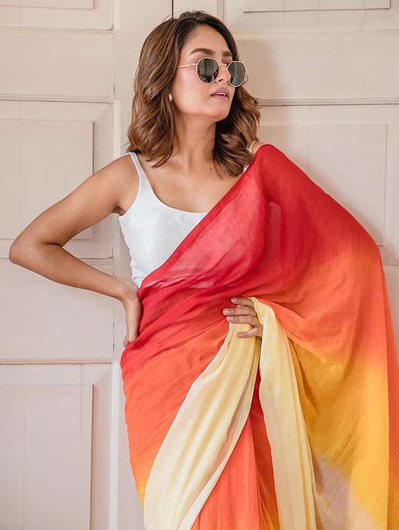 women tie & dye printed saree with blouse - 22085875 -  Standard Image - 1