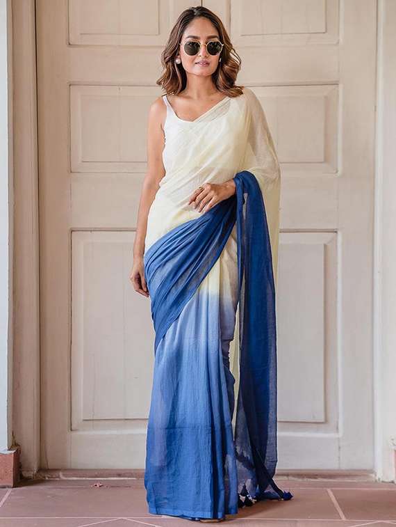 women tie & dye printed saree with blouse - 22085876 -  Standard Image - 1