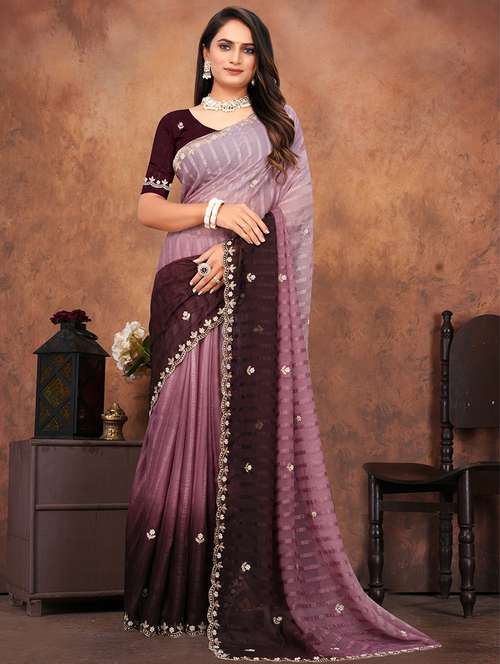 women ombre embroidered saree with blouse - 22085890 -  Standard Image - 0