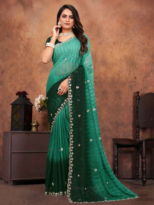 women ombre embroidered saree with blouse - 22085891 - Standard Image - 0