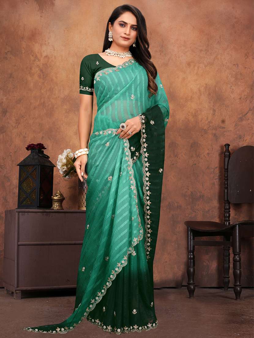 women ombre embroidered saree with blouse - 22085891 -  Standard Image - 1