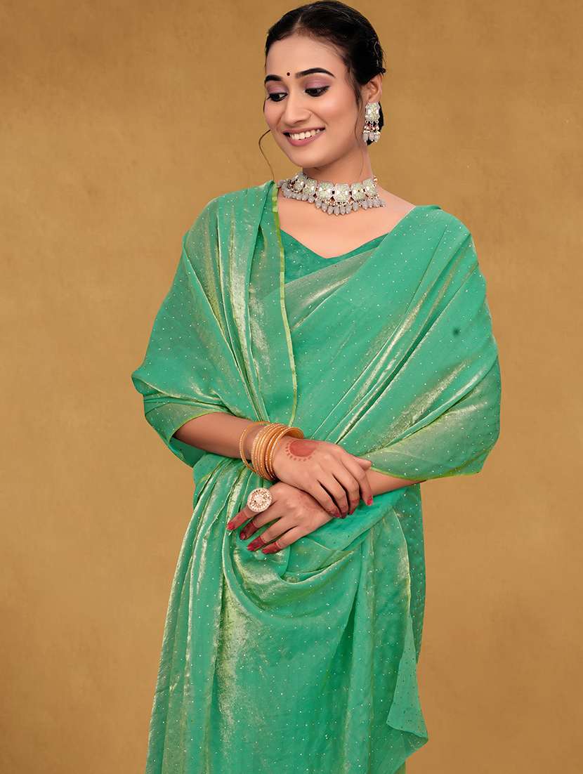 women solid with work embellished saree with blouse - 22085896 -  Standard Image - 1