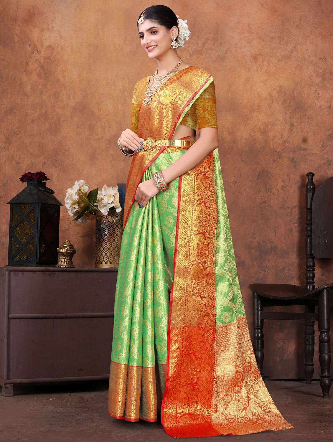 women self design kanjivaram saree with blouse - 22085917 - Standard Image - 1