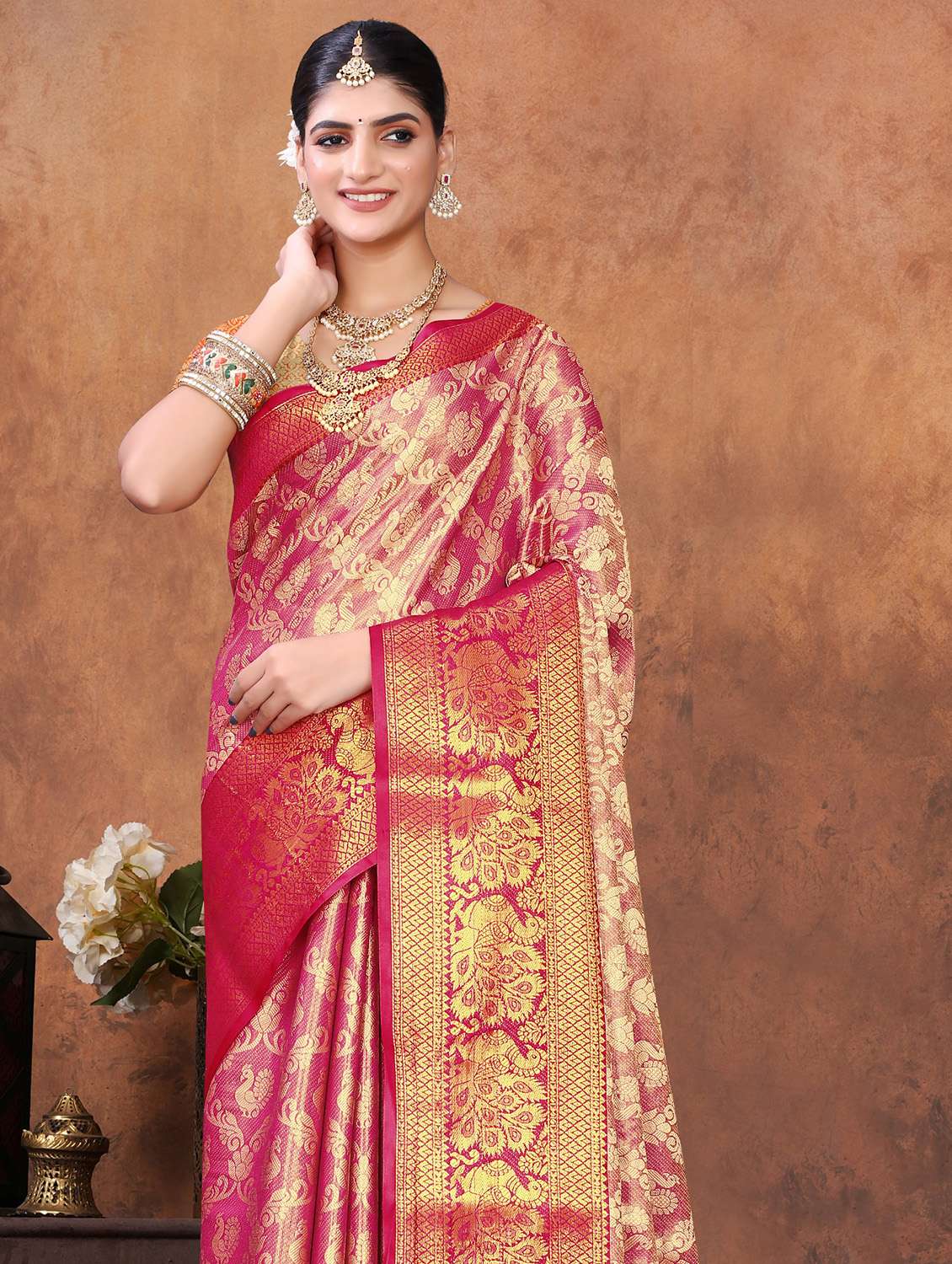 women self design kanjivaram saree with blouse - 22085918 -  Standard Image - 1
