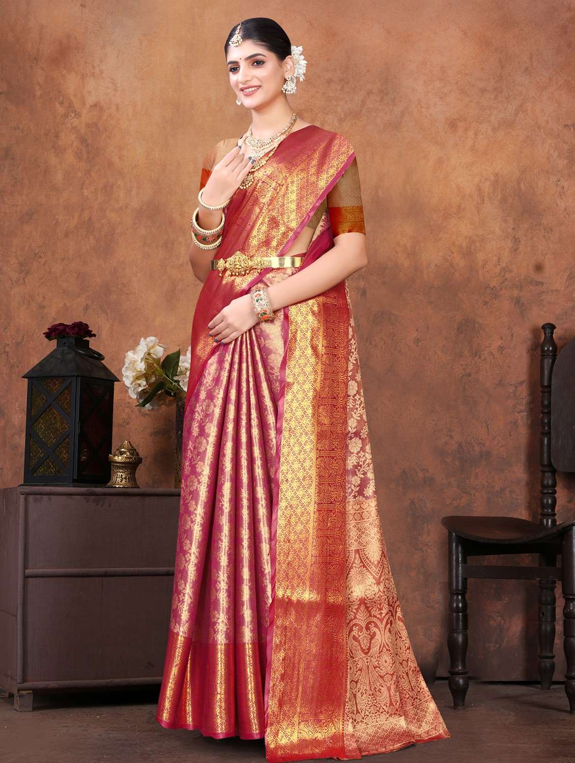 women self design kanjivaram saree with blouse - 22085926 - Standard Image - 1