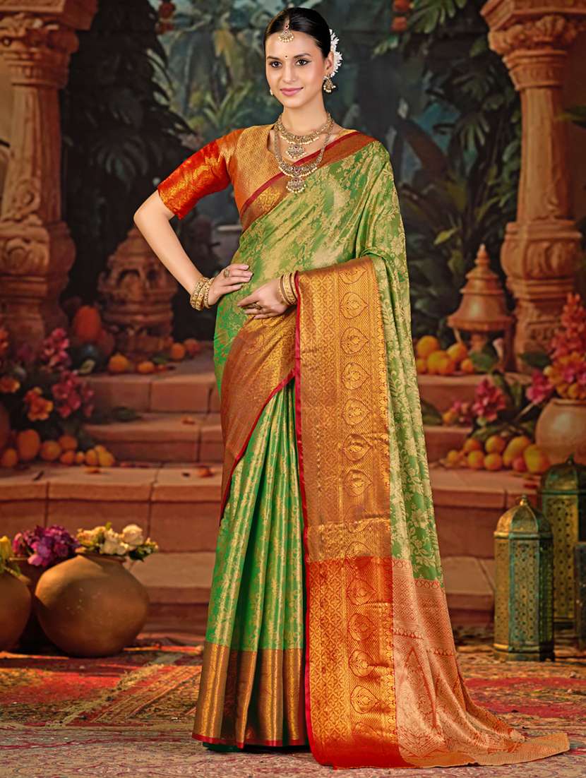 women self design kanjivaram saree with blouse - 22085929 -  Standard Image - 1