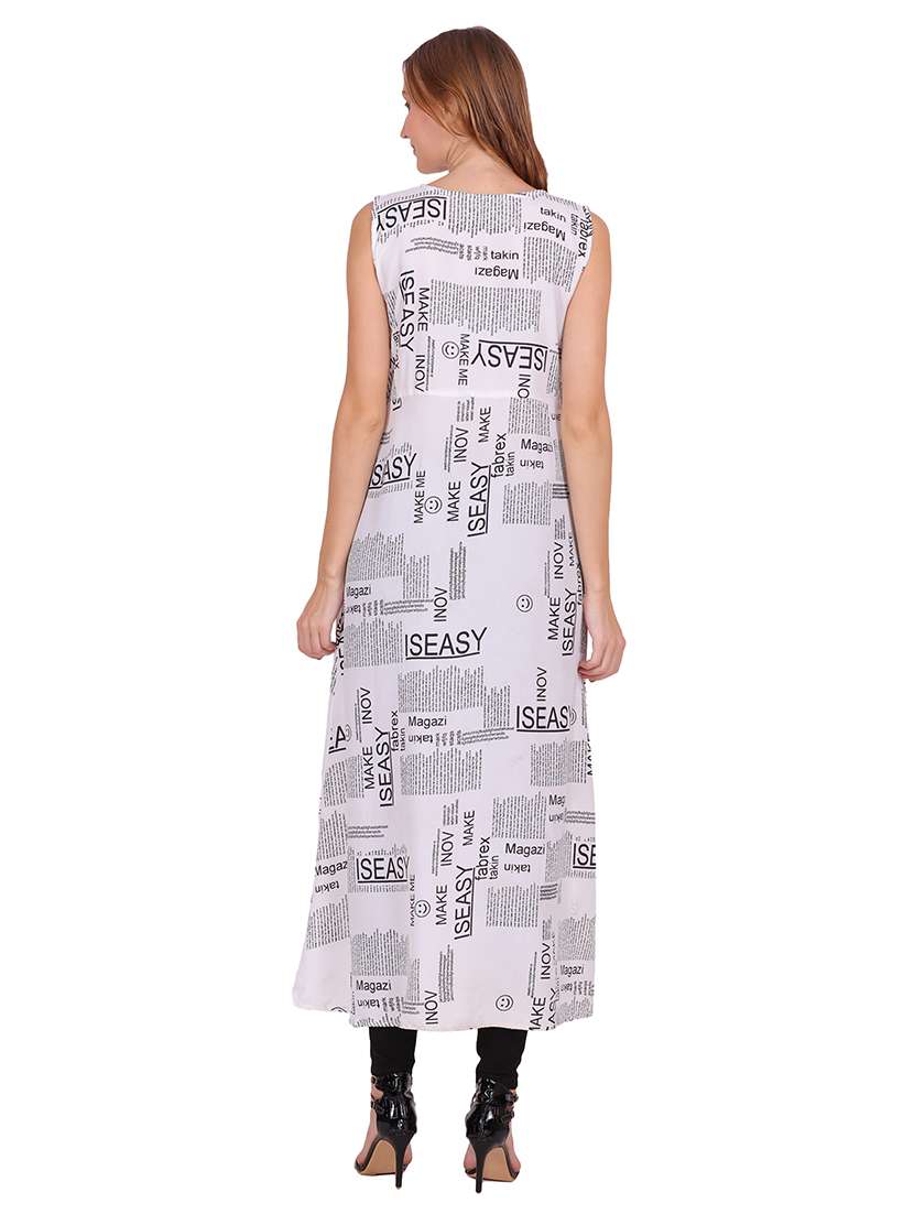 women typographic sleeveless front slit kurta - 22085952 - Standard Image - 1