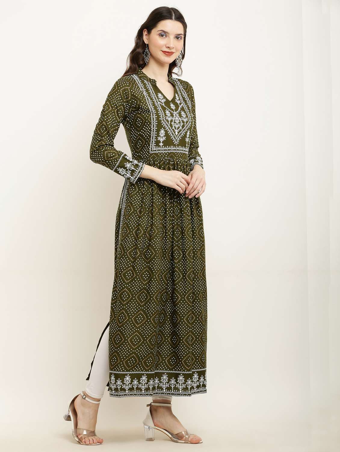women printed long sleeve a-line kurta - 22085954 - Standard Image - 1