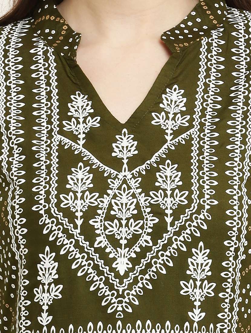 women printed long sleeve a-line kurta - 22085954 - Standard Image - 4