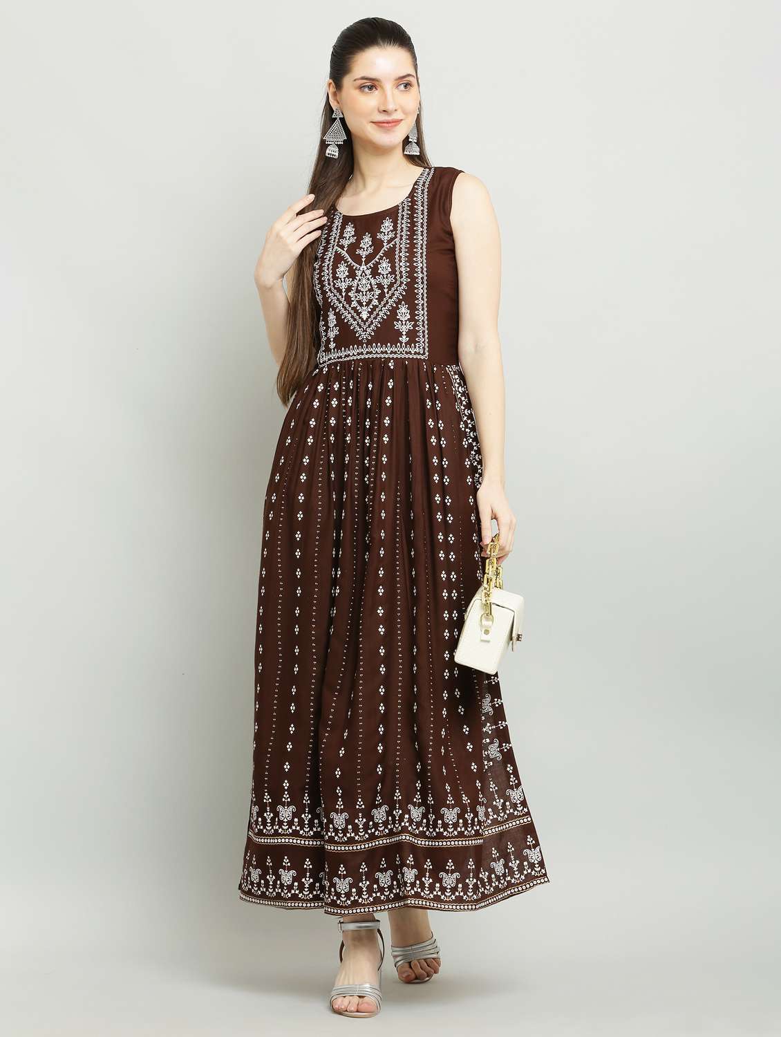 women printed sleeveless a-line kurta - 22085960 -  Standard Image - 1