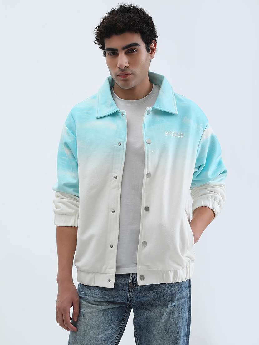 men ombre printed long sleeve casual jacket - 22085964 -  Standard Image - 1
