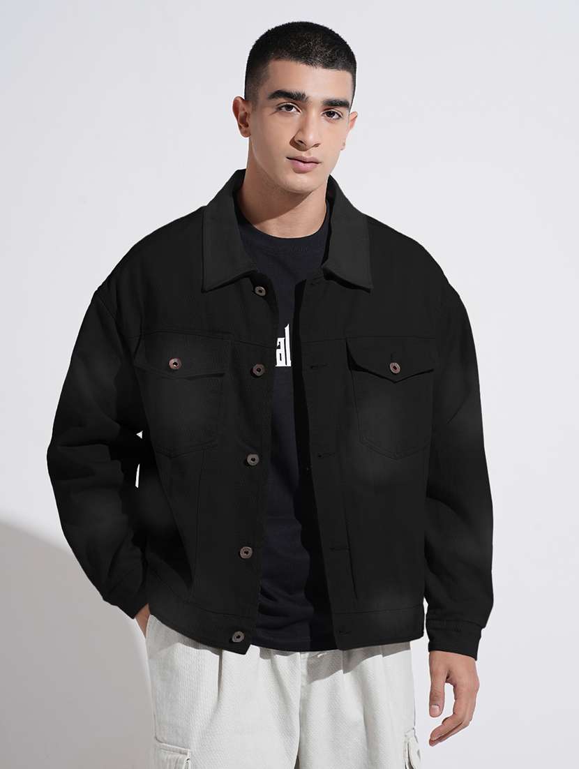 men solid long sleeve denim casual jacket - 22085968 -  Standard Image - 1