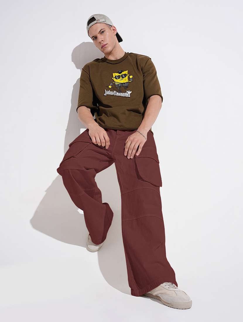 men solid mid rise regular fit cargo - 22085971 -  Standard Image - 4