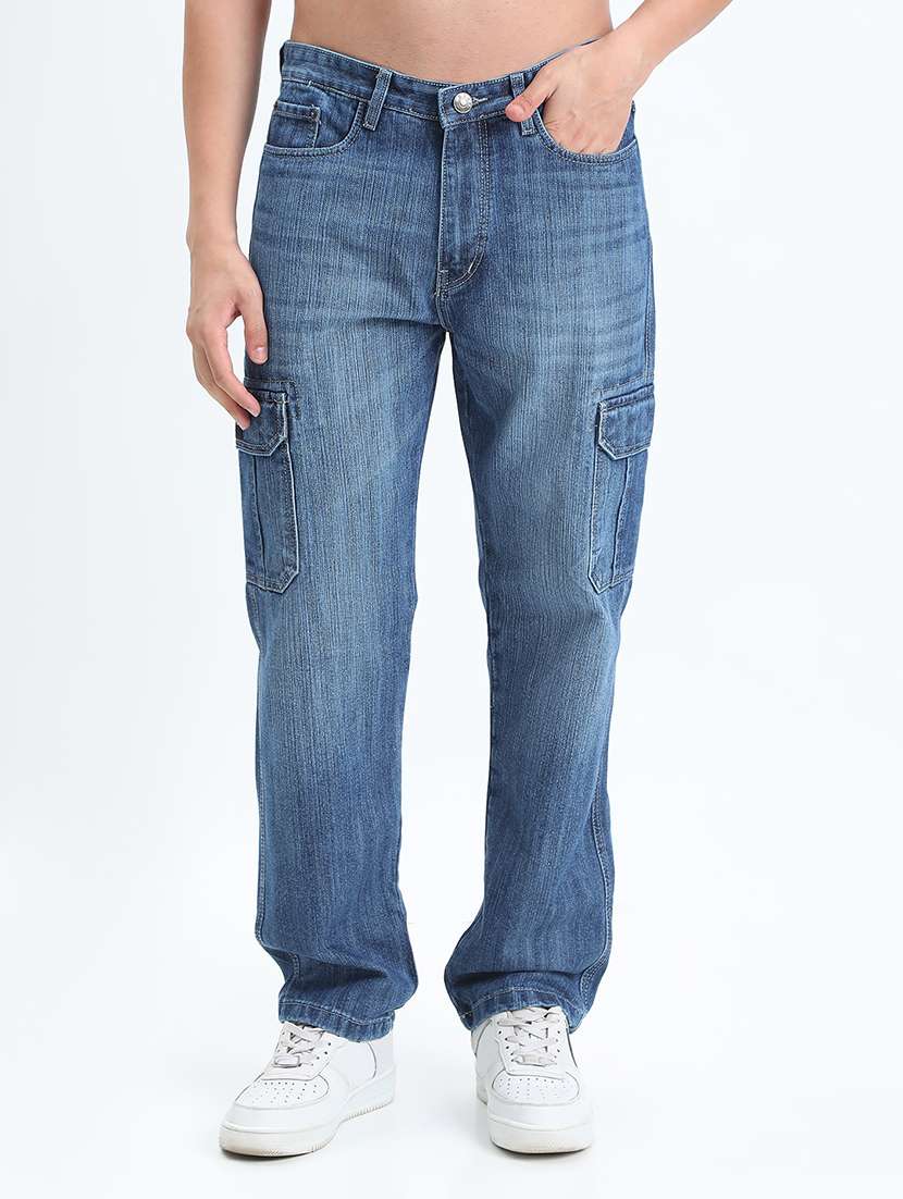 Men Washed Mid Rise Regular Fit Cargo - 22085976 -  Standard Image - 1