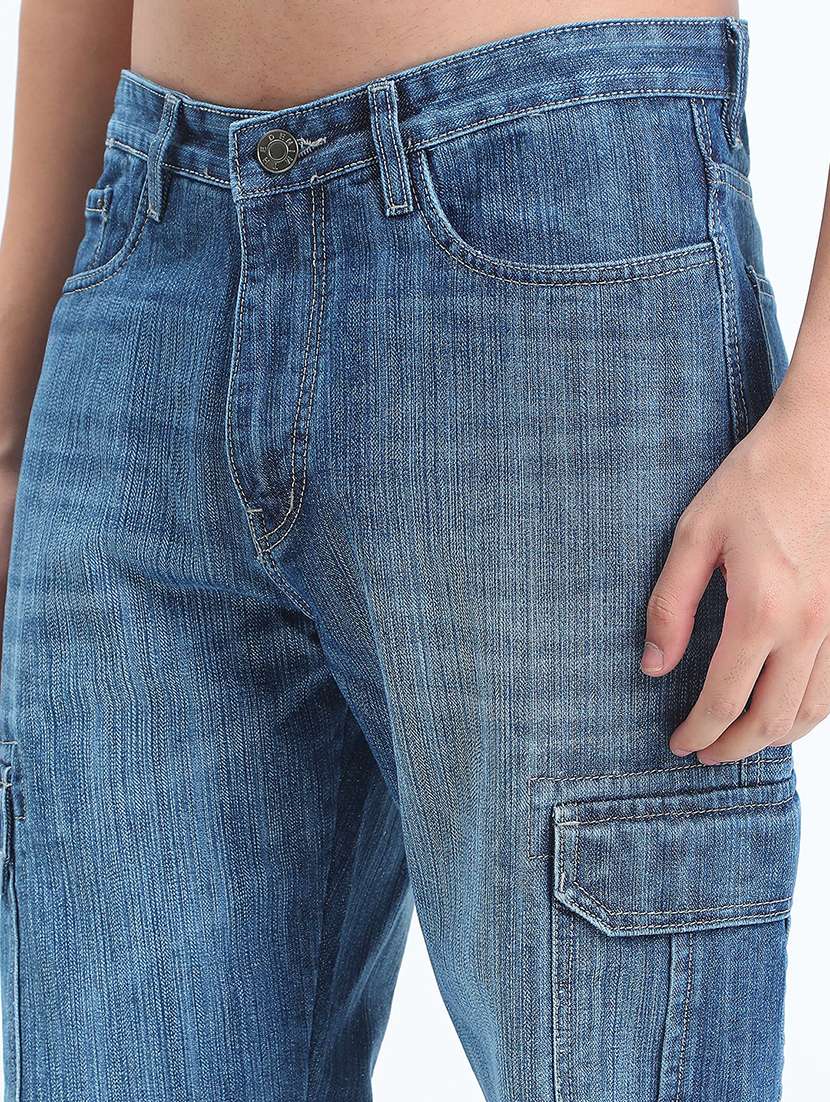 Men Washed Mid Rise Regular Fit Cargo - 22085976 -  Standard Image - 4