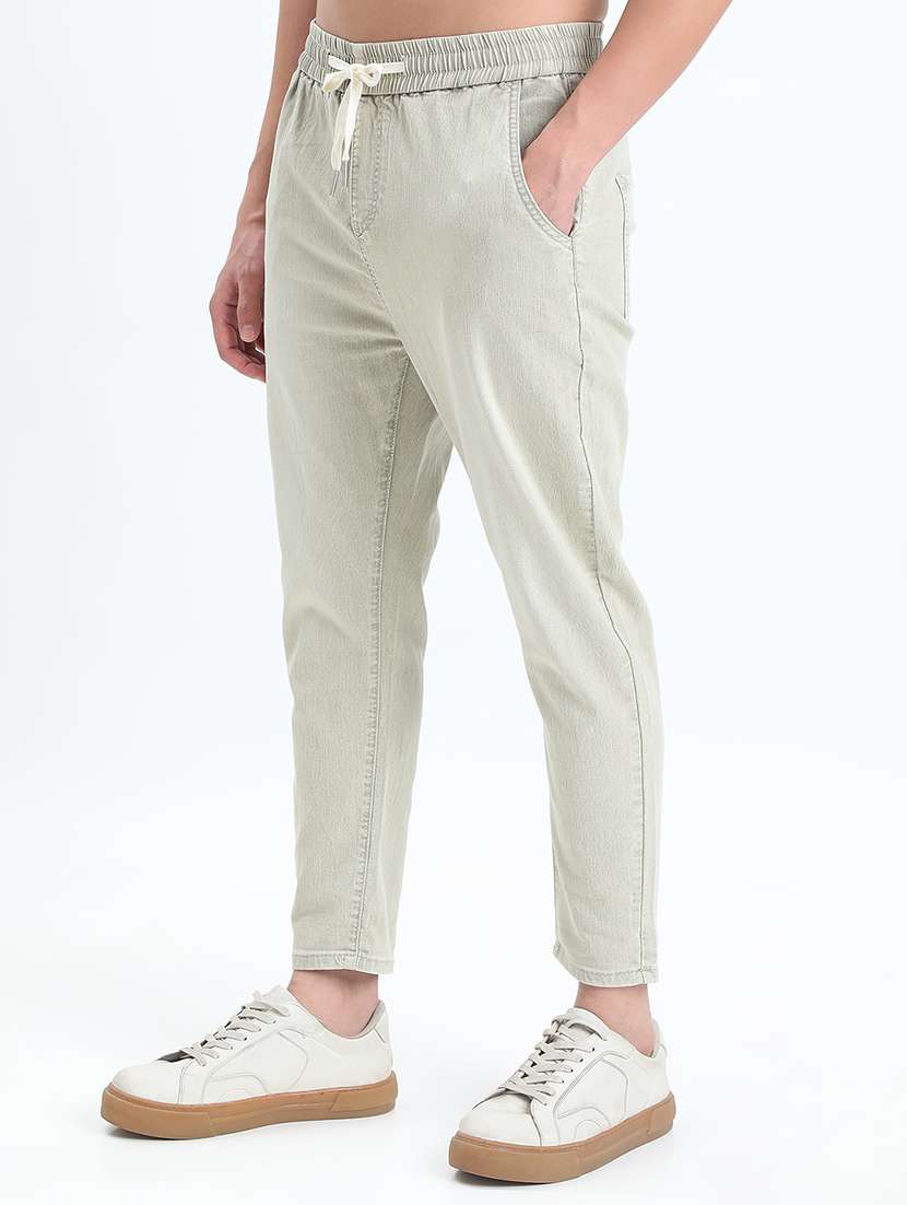 men solid low rise ankle length casual trouser - 22085978 -  Standard Image - 1