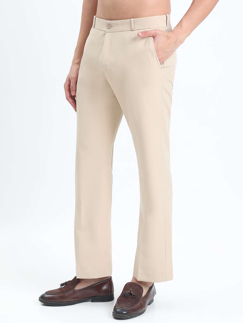 men solid low rise flat front formal trouser - 22085981 - Standard Image - 1