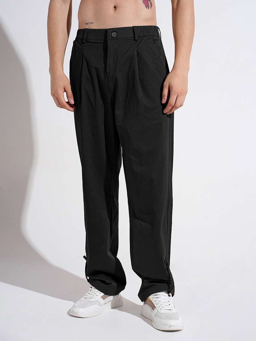 men solid low rise pleated casual trouser - 22085985 -  Standard Image - 1