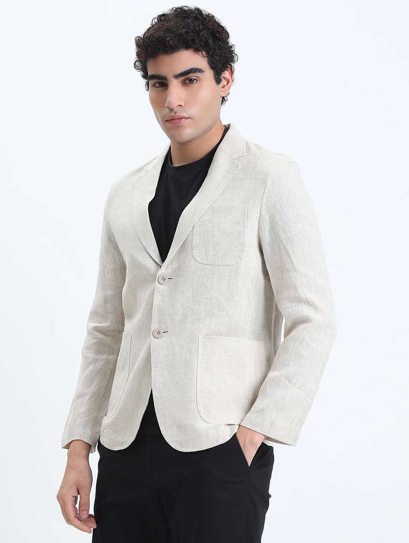 men lapel collar single breasted casual blazer - 22085989 - Standard Image - 1