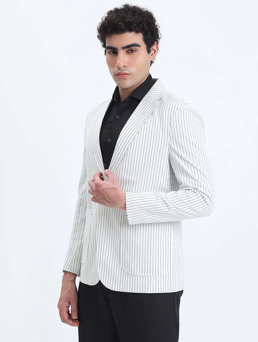 men lapel collar single breasted casual blazer - 22085990 -  Standard Image - 1