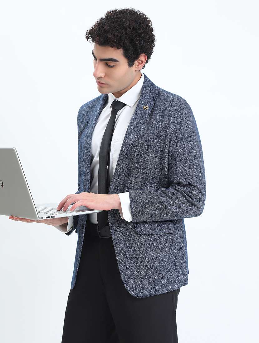 men lapel collar single breasted casual blazer - 22085993 -  Standard Image - 1