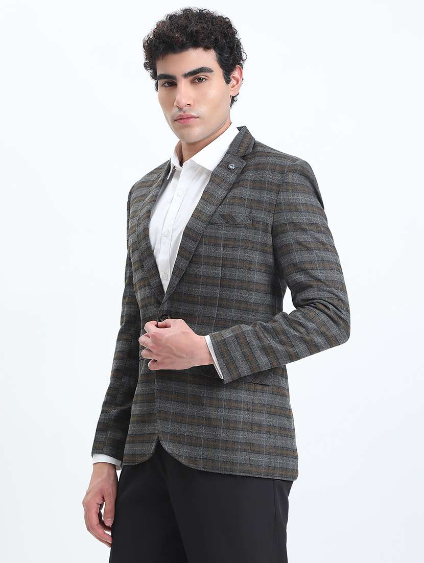 men lapel collar single breasted casual blazer - 22085995 -  Standard Image - 1