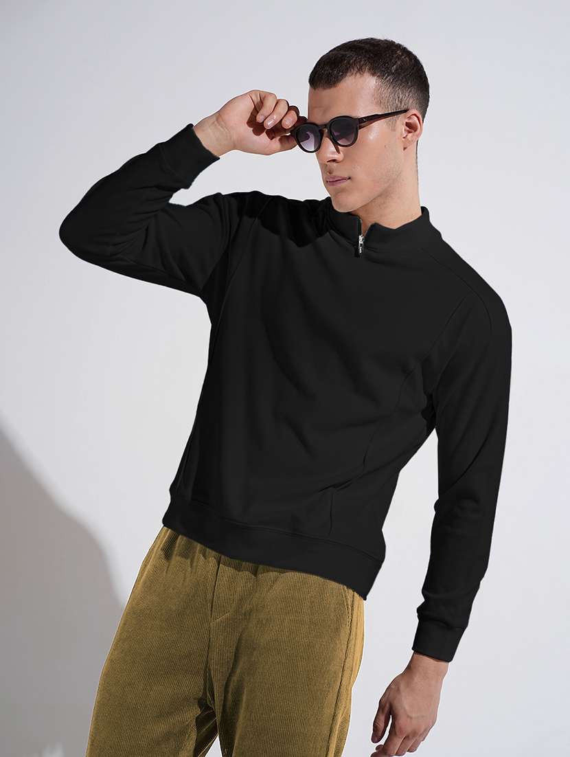 men solid long sleeve regular fit sweatshirt