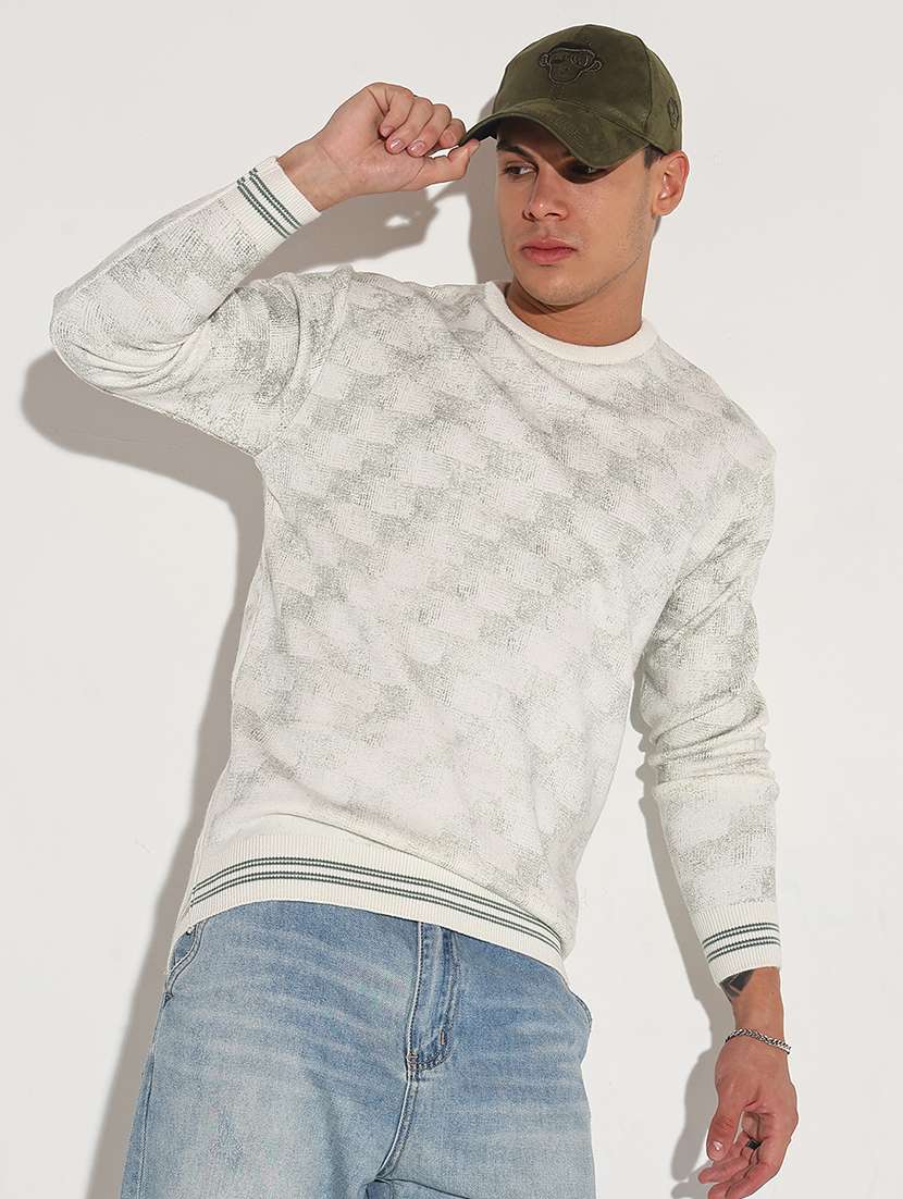 men checkered long sleeve regular fit pullover - 22086016 -  Standard Image - 1