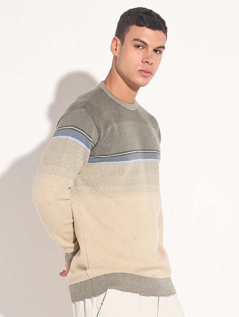 men color block long sleeve regular fit pullover - 22086020 -  Standard Image - 1