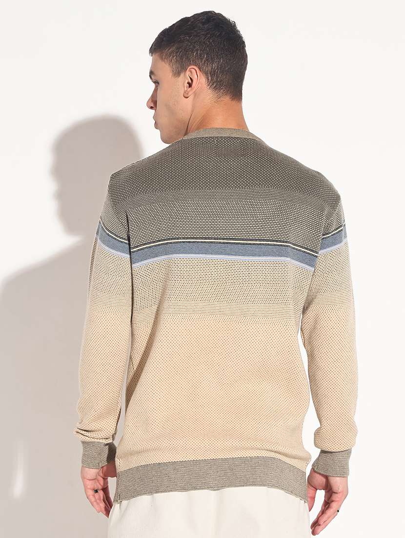 men color block long sleeve regular fit pullover - 22086020 -  Standard Image - 4