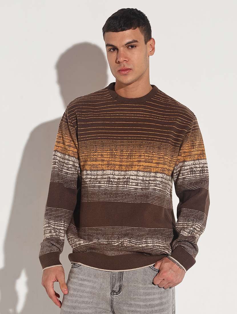 men striped long sleeve regular fit pullover - 22086021 -  Standard Image - 1