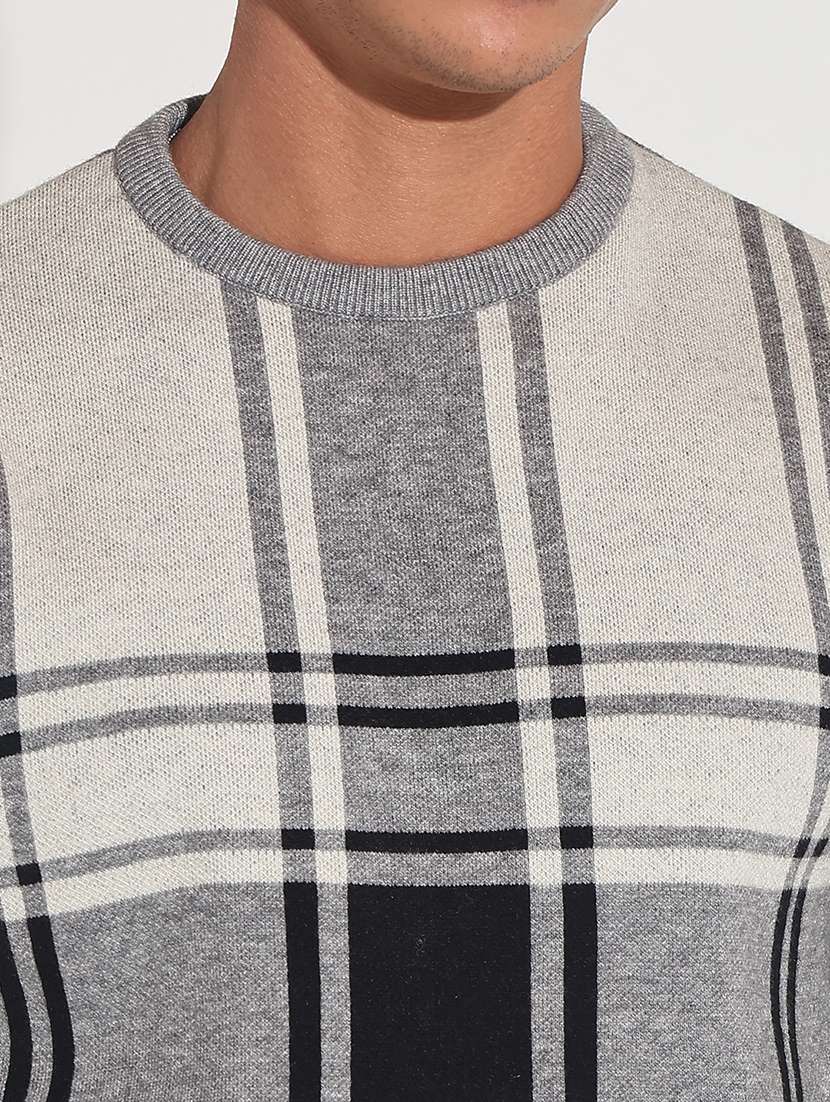 Men Checkered Long Sleeve Regular Fit Pullover - 22086023 -  Standard Image - 6