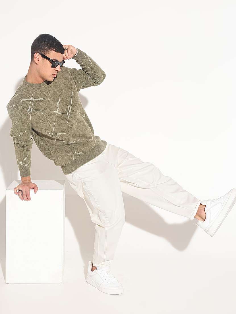 men self design long sleeve regular fit pullover - 22086024 -  Standard Image - 4