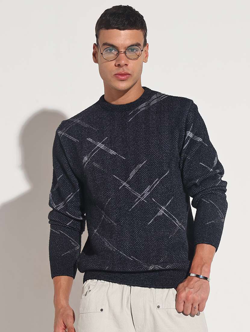 men self design long sleeve regular fit pullover - 22086025 -  Standard Image - 1