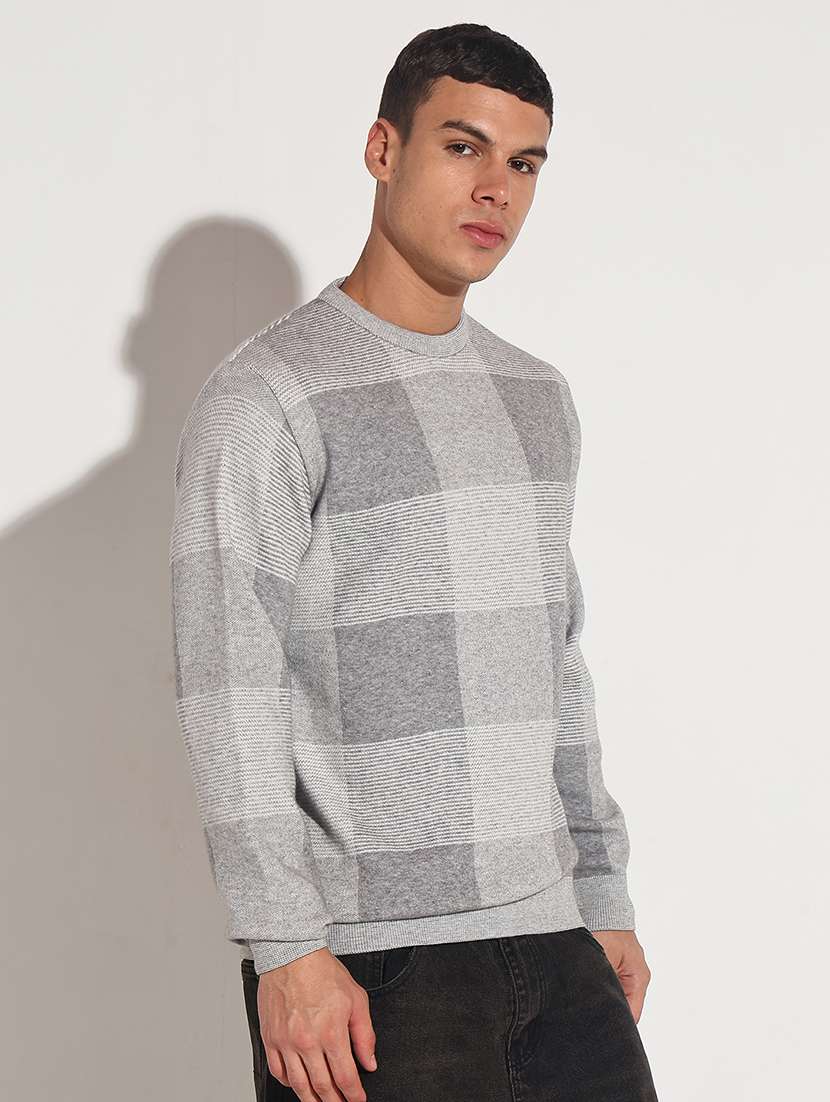 Men Checkered Long Sleeve Regular Fit Pullover - 22086026 -  Standard Image - 1