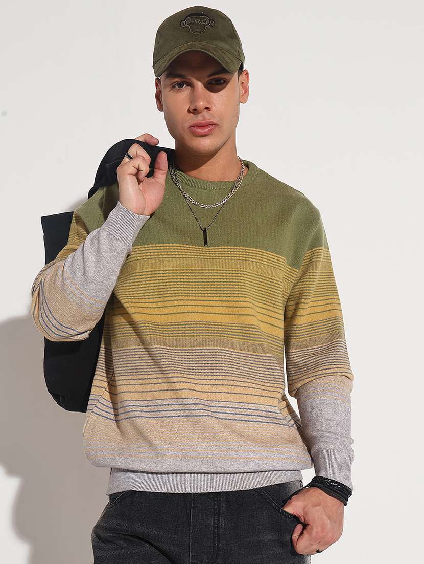men striped long sleeve regular fit pullover - 22086028 -  Standard Image - 1