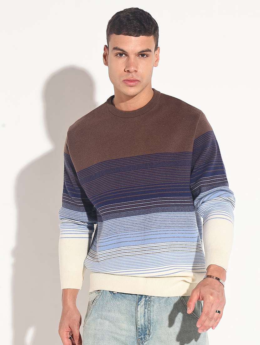 men striped long sleeve regular fit pullover - 22086029 -  Standard Image - 1