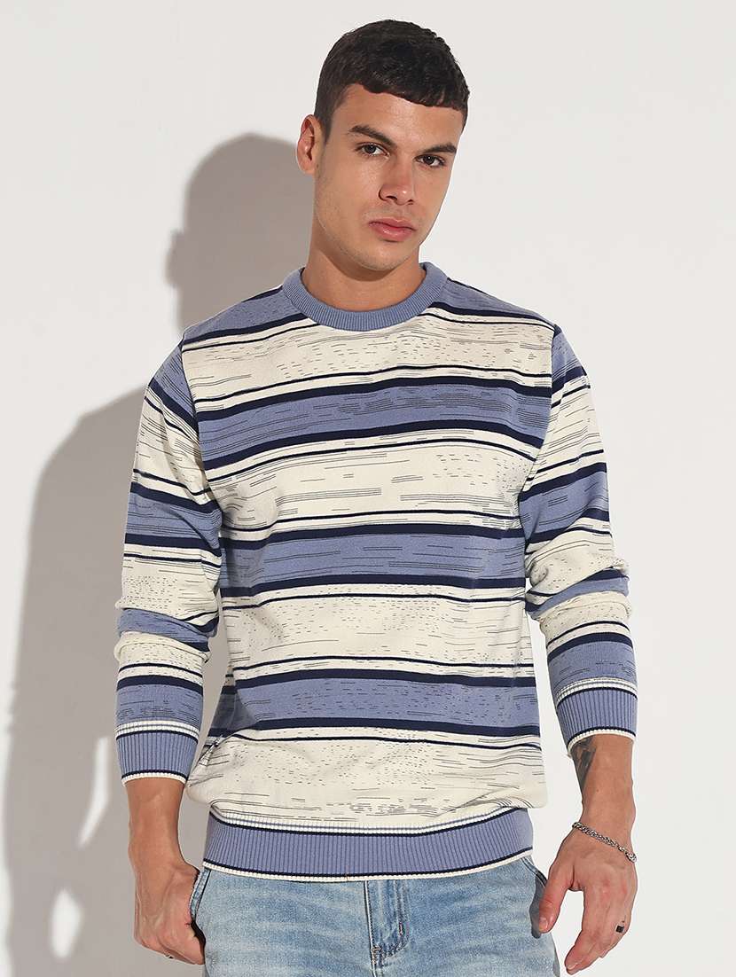 men striped long sleeve regular fit pullover - 22086036 -  Standard Image - 1