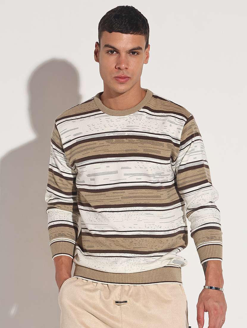 men striped long sleeve regular fit pullover - 22086037 -  Standard Image - 1
