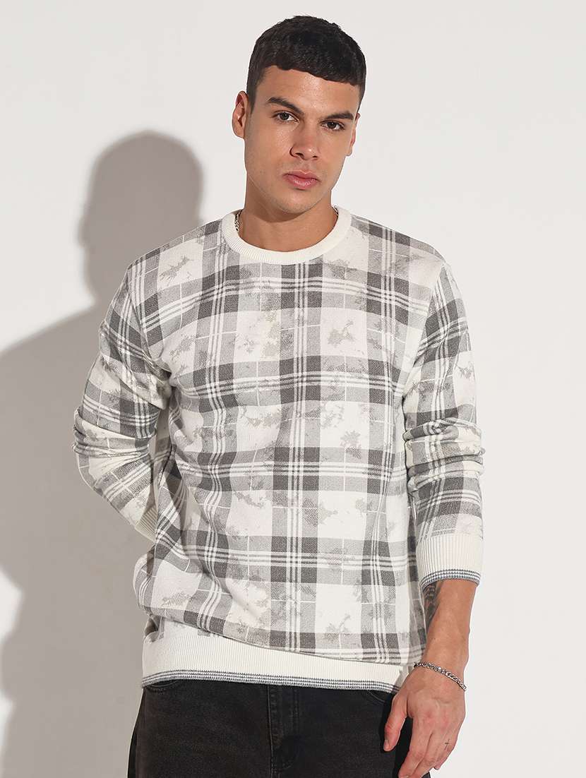 men checkered long sleeve regular fit pullover - 22086038 -  Standard Image - 1
