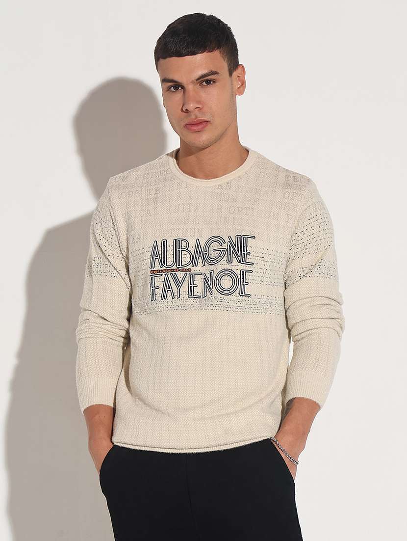 men typographic long sleeve regular fit pullover