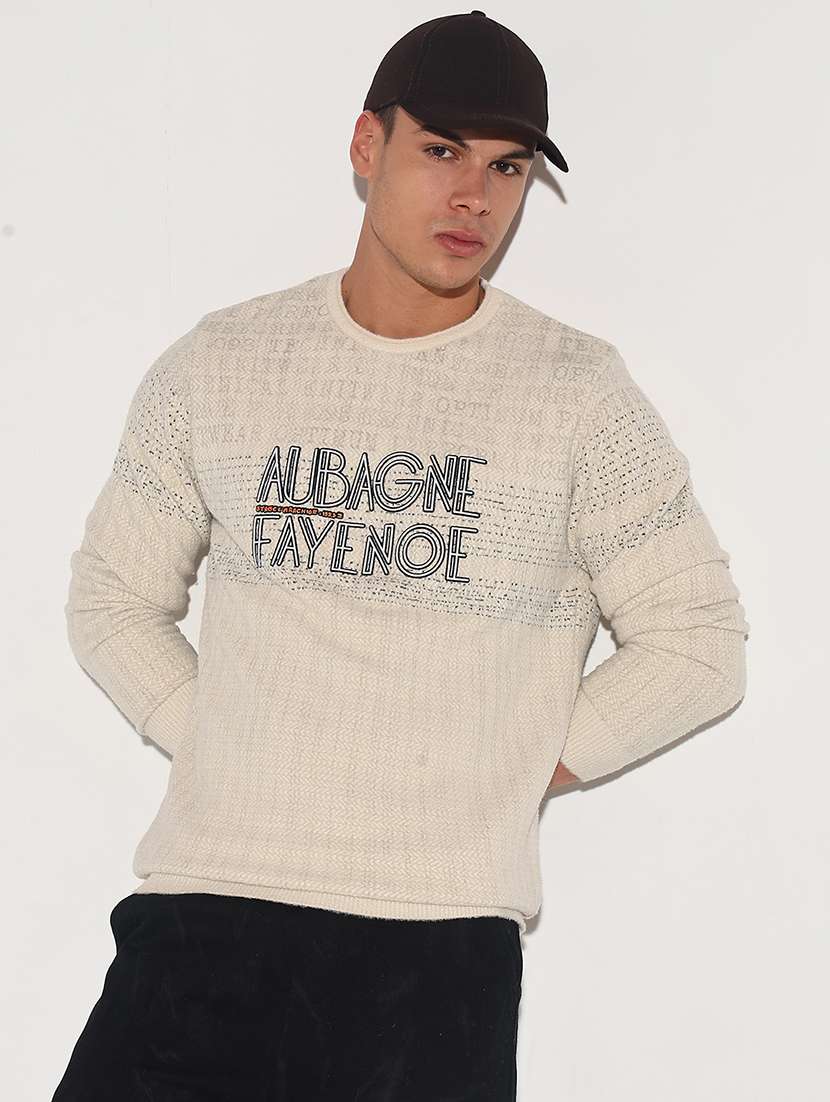 men typographic long sleeve regular fit pullover - 22086039 -  Standard Image - 1