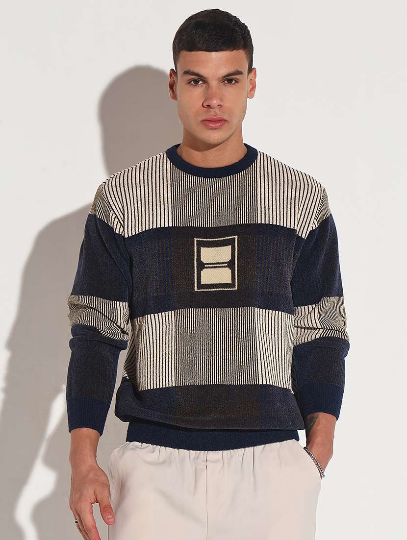 men striped long sleeve regular fit pullover - 22086041 -  Standard Image - 1