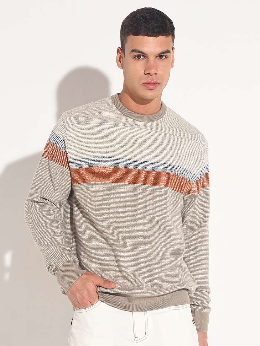 men striped long sleeve regular fit pullover - 22086043 -  Standard Image - 1
