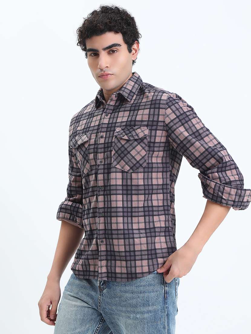 mauve cotton casual shirt - 22086048 -  Standard Image - 1