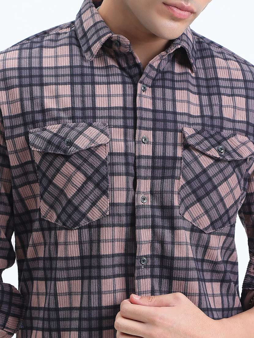 mauve cotton casual shirt - 22086048 -  Standard Image - 4